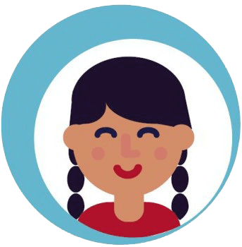 graphic of young girl in blue circle