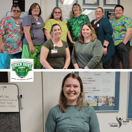 Group of staff wearing green shirts in support of organ donor awareness and registration